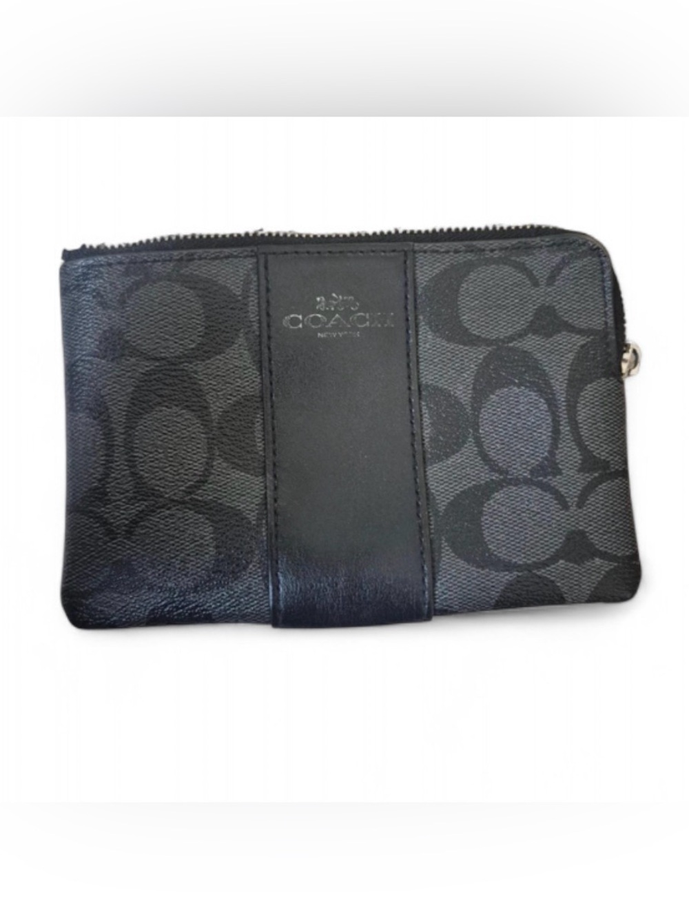 Coach Black Signature Continental Zip Wallet